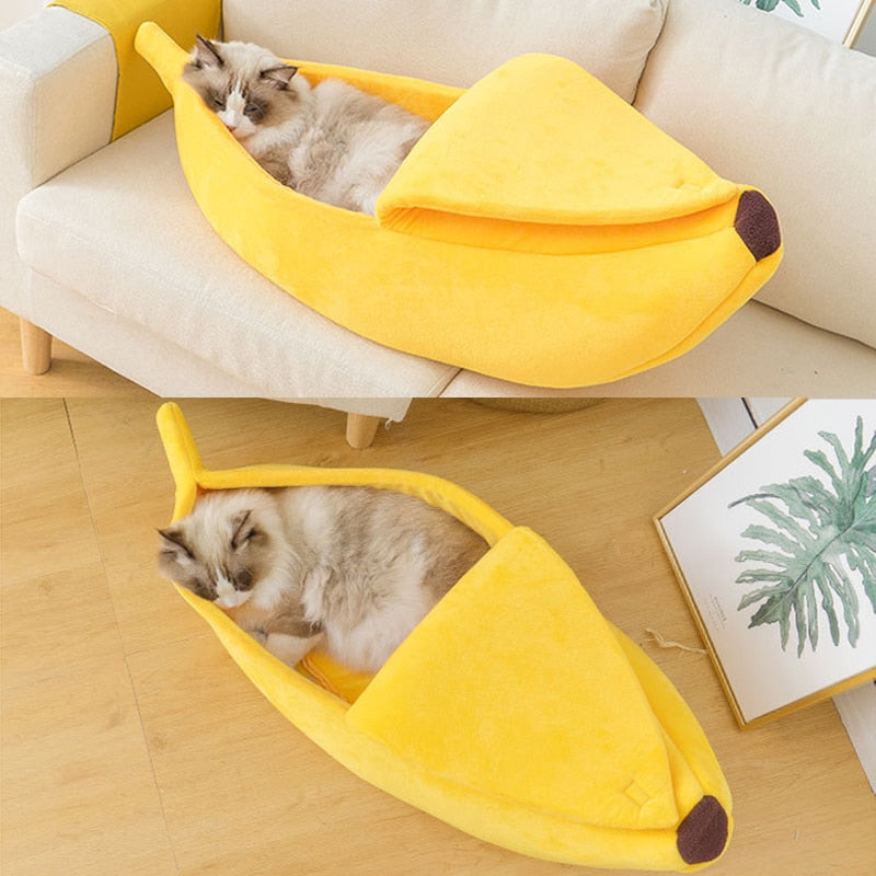 Embrace Relaxation and Security - Banana Cat Bed