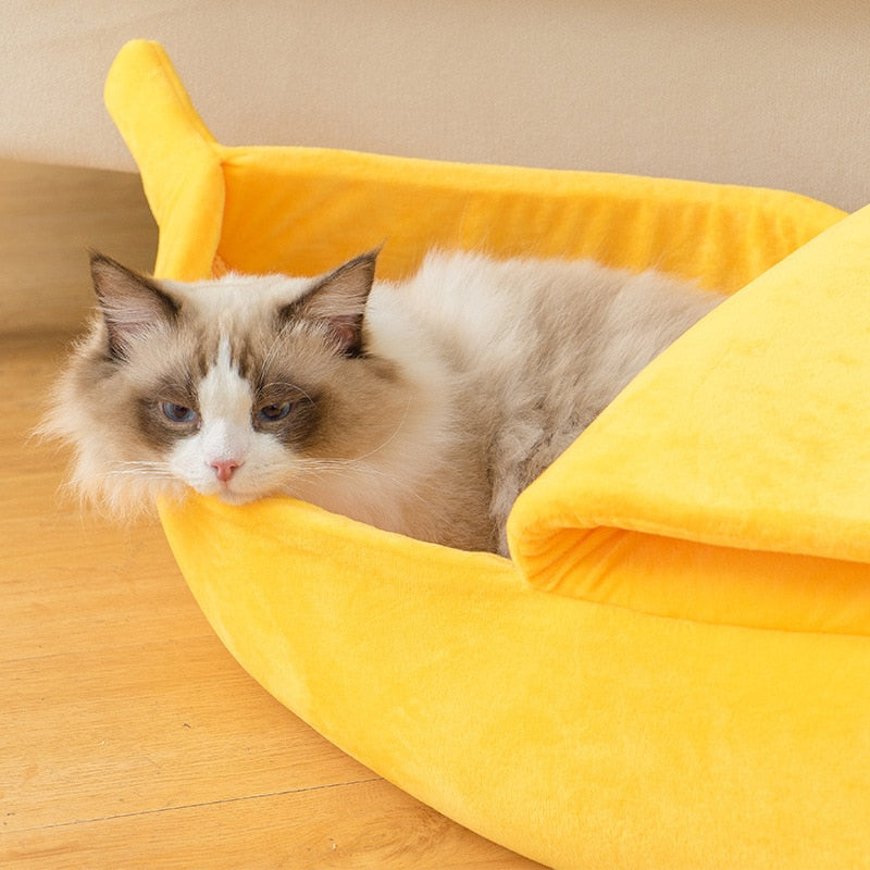 Embrace Relaxation and Security - Banana Cat Bed